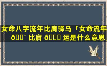 女命八字流年比肩驿马「女命流年 🐴 比肩 🍀 运是什么意思」